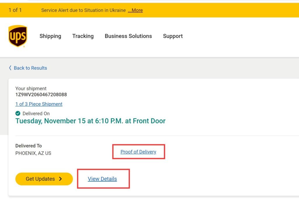 UPS tracking numer