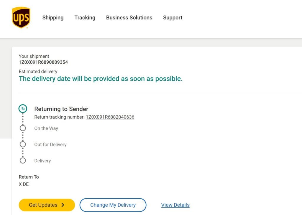 shipment return to delivery