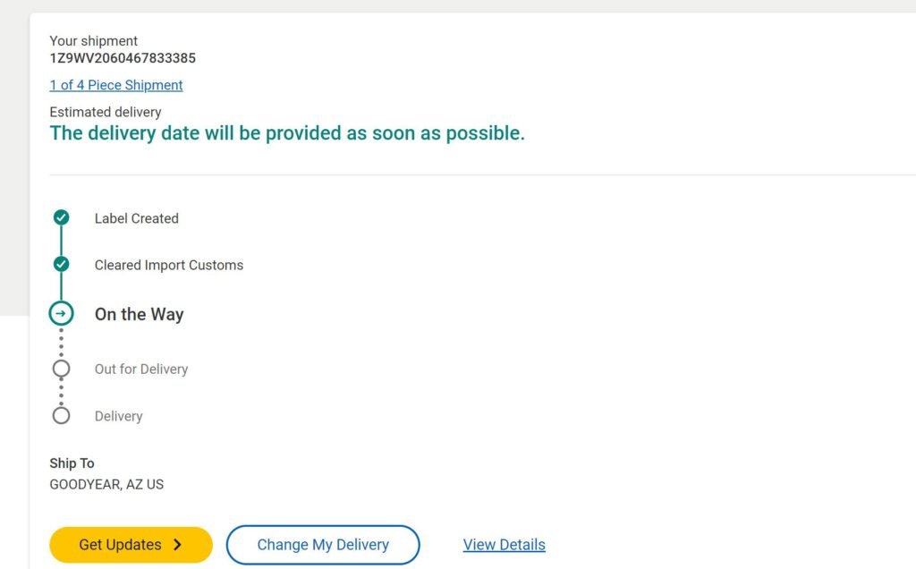 The delivery date will be provided as soon as possible